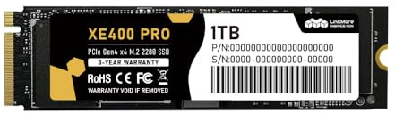 LinkMore XE400 Pro 1TB M.2 2280 NVMe SSD, PCIe Gen4 x4 (PCIe 4.0), Up to 4,900/3,900 MB/s, Internal SSD for Gaming & Windows 11