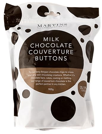 Martin’s Chocolatier Belgian Milk Chocolate Buttons 900g - Premium Callets for Baking, Cooking and Chocolate Making