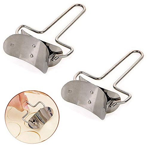 EORTA 2 Pieces Stainless Steel Pastry Rolling Cutter Circle Dough Blade Roller Dumpling Wrapper Mould Pie Ravioli Empanada Pierogi Calzone Making Tools for Home Kitchen, DIY, Gift, Dia.7 cm