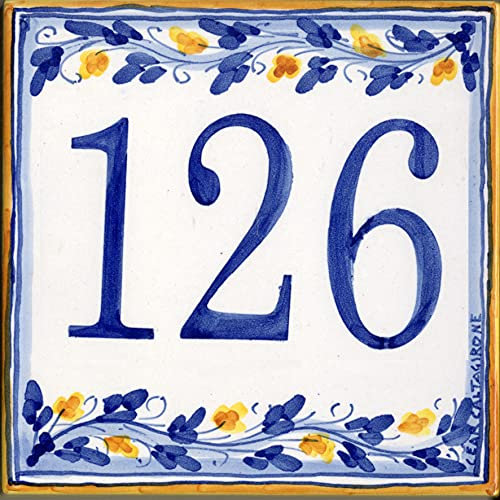 CEAR ceramiche - Targa Numero Civico, Realizzata a Mano in Autentica Ceramica Siciliana, Riflette l'Arte delle Ceramiche Siciliane di Caltagirone