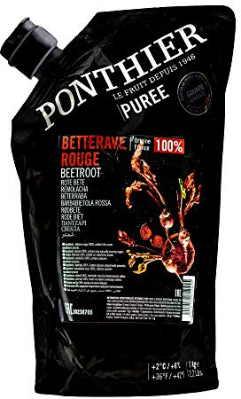 Food-United ROTE BETE Gemüse-Püree von Ponthier 12x 1KG für gesunde Gerichte wie Smoothie-Saft Vegane-Saucen-Auflauf Füllungen Eintöpfe aus ausgewähltem Gemüse