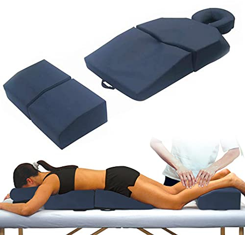 AMETHYST LAKE Pregnancy Massage Cushion with Headrest – Full Body Prenatal Bolster Positioning System – Ideal for Lower Back Pain and After Breast Surgery - Blue