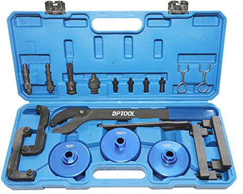 DPTOOL Kit d'outils de Calage d'arbre à cames Compatible avec Audi VW 2.0T, 2.4, 2.8, 3.0T, 3.2T, 4.2, 5.2 Moteur T40133 T40070 T40026 T40071 T40058 T10172 T40069 T10035 Kit de 19 clés de réglage