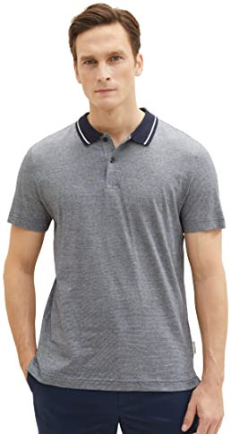 TOM TAILOR Herren 1036437 Poloshirt mit Streifen, 31989-Navy Stonington Blue Stripes, XXL