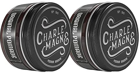 Charlemagne Original Pomade Herren - 100 ml, Mittlerem Halt - Wasserbasierte Pomade mit Halt & Glanz - Haarwachs & Haargel Alternative für Barbershop-Styling - Made in Germany (Pack of 2)