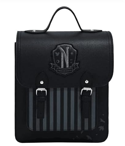 Cosplay Gothic Rucksack Student Retro Handtaschen Nevermore Academy Cosplay Schultaschen, schwarz grau, One size