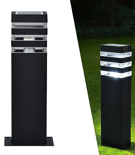 Farolas Exterior Jardin, Lámpara de exterior, E27 Lámpara de pie luminaria, IP44, Balizas luz de camino entradas Jardin Poste de Lámpara Bolardo Farolillo Moderno Zonas de Paso aluminio metal (D)