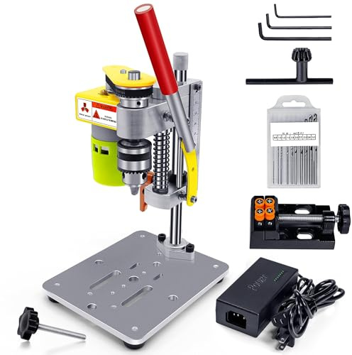BERXOL CNC 795 Motor Benchtop Drill Press: Mini Electric Portable Drill Press with B10 Chuck, Drill Bit and Clamp for Metal, Wood, DIY Jewelry and Crafts Projects”