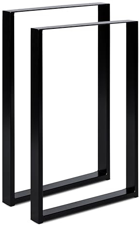 Magnetic Mobel 2 x Tischbeine aus Metall für Schreibtisch Esstisch, Möbelfüße Tischgestell Tischuntergestell Tischkufen (Schwarz | Profil 6x2 cm, 50x100 cm (Bartisch))