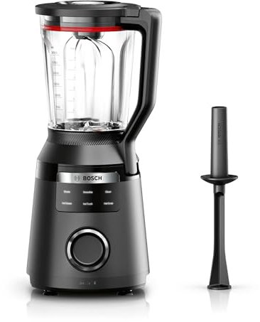 Bosch Frullatore VitaPower ad alta velocità, serie 6 MMBD665B1, 45.000 giri/min, 6 programmi con zuppa calda e pulizia, contenitore per miscelazione da 2 l, tappo, parti lavabili in lavastoviglie,