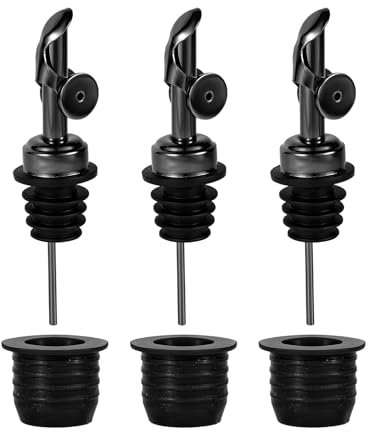 6pcs Bec Verseur Alcool et Adaptateurs, Acier Inoxydable Verseur Bouteille Alcool Verseur Bouteille Huile pour la Maison Bar Grandes Bouteilles Taille de col Jusqu'à 25mm