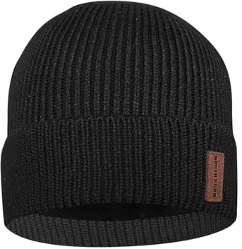 North Bund Winter Beanie Mütze Herren Damen Strickmütze Unisex Dickes Warmfutter Wintermütze Dehnbarer weicher Innerline Hut Schwarz