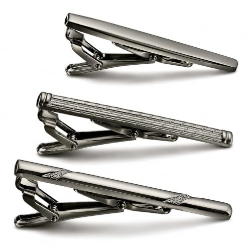 Xiciki 3 Pièces Pince à Cravate pour Hommes, Epingle Pinces a Cravate, Pince Cravate pour Mariage Affaires Vie Quotidienne und les Cadeaux d'anniversaire et de Fête des Pères, Classique Argent.