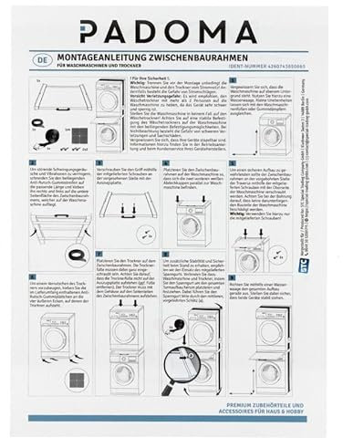 LUTH Premium Profi Parts Cadre intermédiaire blanc avec plan de travail universel pour machine à laver et sèche-linge