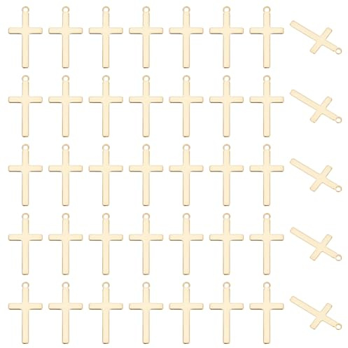 UNICRAFTALE 50 Colgantes De Cruz De Acero Inoxidable, Colgante De Crucifijo Dorado, Pequeño Para Manualidades, Joyería, Collares, Pulseras, Pendientes