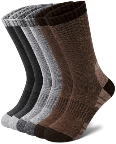Tialfas Chaussettes Chaudes en Laine Mérinos Homme, 3 Paires Chaussette Hiver Thermiques, Montantes Respirantes Antihumidité pour Randonnée Trekking Sport Travail Extérieur