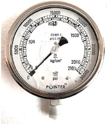 6' 150Mm Quadrante Alta Pressione Manometro Doppia Scala 2100 Kg 30000 Psi 1/2 Bsp-Amz31