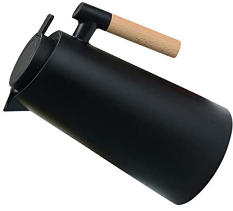 DIYEAH Bollitore per acqua in vetro isolato con manico, resistente al calore, per ufficio e uso domestico, design semplice e durevole, brocca termica nera per tè e bevande calde