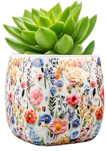 Sutowe Pot de fleurs 3D en forme de puzzle - Petits pots de fleurs - Accessoires d'intérieur - Vase en cactus pour plantes succulentes (A)