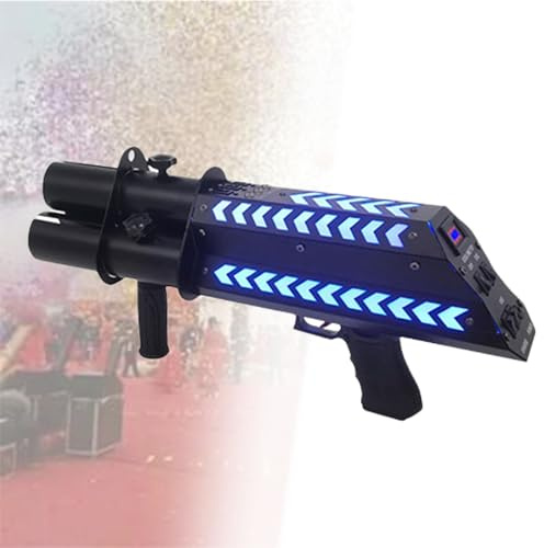 Pistola pulverizadora de confeti, máquina eléctrica de confeti de 3 tiros con luz LED para Halloween, Navidad, fiestas y eventos especiales