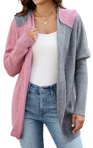 Wantonfy Gilet Femme Cardigan Long Manches décontracté Col en V Gilet à Automne Hiver