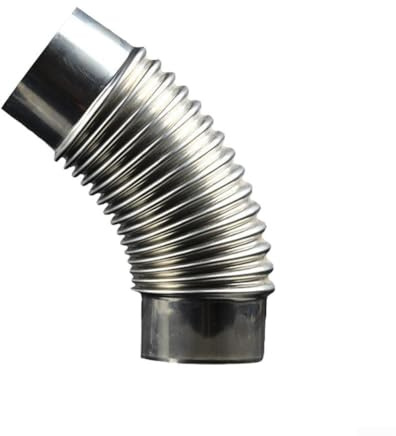 Codo de acero inoxidable resistente de 45 grados para inserto de chimenea, compatible con estufa de combustión múltiple y ventilación de chimenea al aire libre (80 mm)