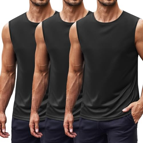 COOFANDY Men's Tank Top 2er / 3er Pack Sleeveless T-Shirt Workout Summer Muscle Tanktops Bodybuilding Quick Dry Tank Tops with UPF 50+ Sun Protection