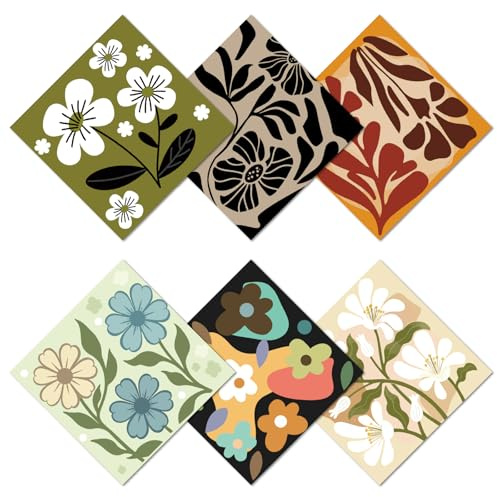 CREATCABIN 6 Chiffon Nettoyage pour Lunettes Microfibre Multicolore à Motifs Floraux Doux et Réutilisable pour Lunettes Objectifs D'Appareil Photo Écrans D'Ordinateurs Portables Téléphones 16x16cm