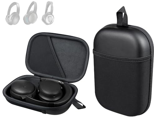SOULWIT Headphone Carry Case for Bose QuietComfort QC35/QC35II/QC45/QC Ultra/QC Ultra(2nd Gen)/QC25/QC SE/Quiet Comfort, Hard EVA Replacement Case, Travel Storage Bag with Carabiner - Black