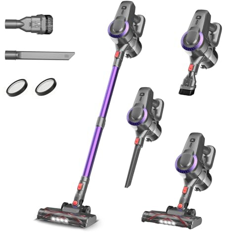 Remaldety Aspirateur Balai sans Fil, 30KPa & 2 Vitesses, Aspirateur sans Fil 175W, Aspirateur Léger, 55Min Autonomie, 6 en 1 Aspirateur Balai sans Sac pour Les Poils d'animaux, Tapis, Canapé, Voiture