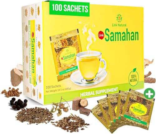 Samahan - Bevanda naturale ayurvedica a base di piante, per la tosse e i raffreddore, 4 g, 100 bustine