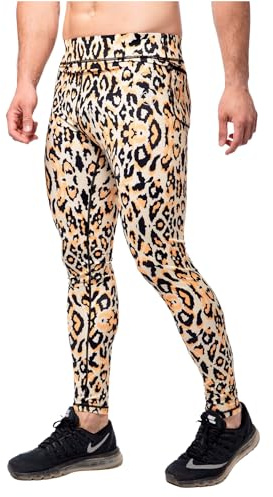 Kapow Meggings Performance Range - Mens Compression Leggings with Pockets for Sports, Athletic Workout Leggings (Sabretooth, S)