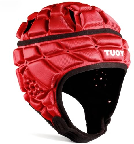 TUOY Football Helmet for Youth & Adult, Breathable Soft-Shell Padded Headgear, Adjustable Head Protector for 7v7 Rugby, Flag Football and Contact Sports