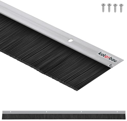 KOTARBAU® Burlete Cepillo Puerta - 1 m - Protector Bajo Puerta Exterior - 45 mm - Burlete Bajo Entrada Aluminio - Insectos - Larga Duración - Fácil Montaje - Atornillable