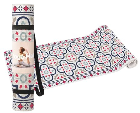 DOIY - Anti-Rutsch Yoga Matte - Barcelona Print - Ausgestattet mit Stützkissen - Tragegriffe - dicke Pilates Matte - Übungsmatte - 60x173x0,6 cm