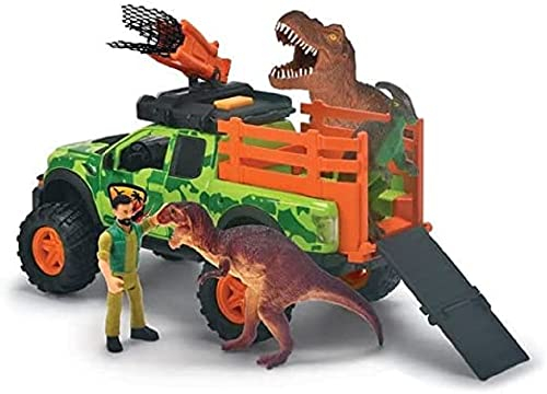 Dickie Toys - Dinosaurier-Fahrzeug Dino Hunter (25 cm) - Spielzeugauto Ford Raptor mit Licht & Sound inkl. 3 Dinos und Spielfigur - Spielzeug für Kinder ab 3 Jahren