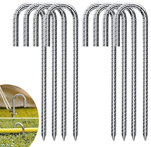 Forever Speed 8 Stück Bodenanker 30CM J-Typ Verzinkter Stahl Zeltheringe Erdanker Bodenanker Trampolin Camping Heringe für Zelten, Vordächern, Camping, Trampolin, Blumenständer