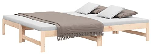 vidaXL Tagesbett Ausziehbar Sofa Gästebett Sofabett Bett Bettsofa Holzbett Schlafsofa Ausziehbett Bettgestell 2X(75x190) cm Massivholz Kiefer