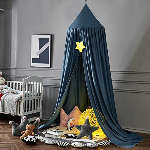 Surwin Ciel de Lit pour Bébé Enfants, Moustiquaire Rideau Baldaquin Dôme Princesse Tente de Lit, Décoration Chambre à Coucher Dressing Lecture Maison de Jeux (bleu)