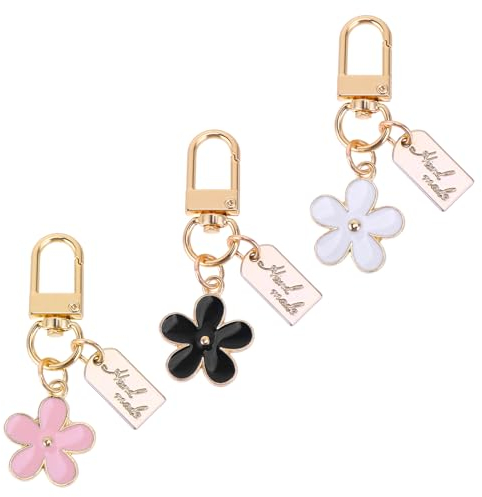 KALIONE 3 Stück Blume Schlüsselanhänger, Cute Flower keychains for Women, Ästhetische Schlüsselanhänger, Auto Schlüsselanhänger Anhänger für Handtaschen, Geldbörsen, Rucksäcke, Dekoration
