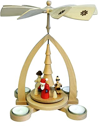 Richard Glaesser Pyramid Christmas Gift for Tea Lights from Seiffen in the Ore Mountains, 27 cm hoch, 15873