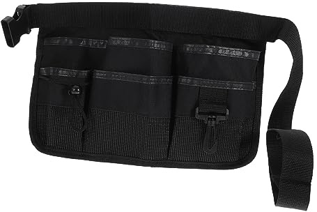 Garneck Grembiule Professionale per Pulizia con 6 Tasche, Cintura Regolabile e Materiale in Nailon Nero Leggero Multiuso per Giardinieri e Addetti alle Pulizie