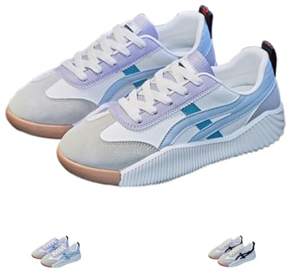 Sneakers Ortopediche Vintage da Donna - Supporto Plantare Antiscivolo per Lavoro/Spiaggia/Viaggi (Beige Blue,38)