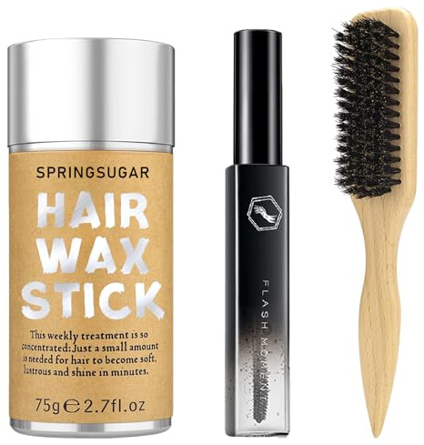 Hair Wax Stick Set for Flyaways Slick Back – Includes Wax Stick for Hair, Slick Back Hair Brush, Hair Finishing Stick – Hair Styling Products for Women, Taming Frizz & Creating Sleek Styles