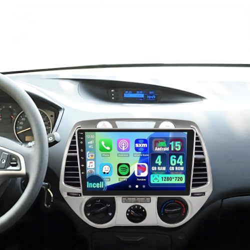 4+64G Android Autoradio med skärm för Hyundai i20 2008-2012 Trådlös Carplay, Autoradio med Navi 9 Tum Incell skärm Android Auto/FM/RDS/Backkamera