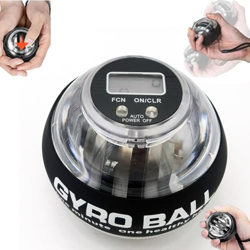 Gyroscope à Boule gyroscopique, Boule de Couple avec Compteur, Puissance de Poignet à démarrage Automatique, Exercice de Poignet gyroscopique à LED pour l'entraînement de Force de l'avant-Bras Black