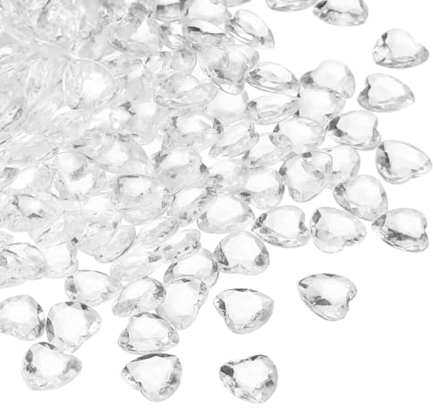 QUARKZMAN 250 Pcs Corazones Acrílico Transparentes, Cristales Corazón Falsos para Relleno Floreros, Corazones Decorativos para San Valentín para Esparcir En Mesas, Arte Manual para Bodas