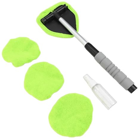 ARMYJY Kit de limpiador de coche extensible con cabezal giratorio de 180°, mango de aluminio, herramienta de limpiaparabrisas para parabrisas interior y exterior, incluye 3 toallas de microfibra y