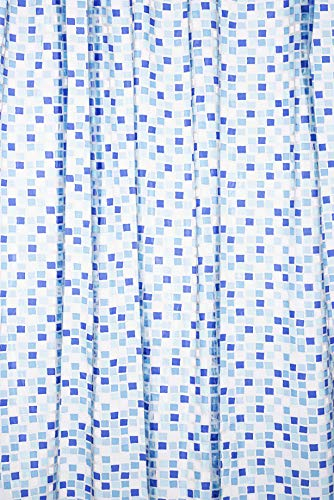 Croydex AE543424 Mosaic PVC Shower Curtain, Blue, 1800 x 1800mm