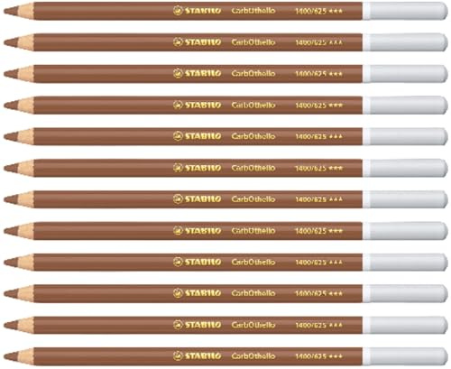 STABILO - Lápiz de color tiza-pastel - CarbOthello - Pack de 12 - tierra tostado | pack de 12, tierra tostado